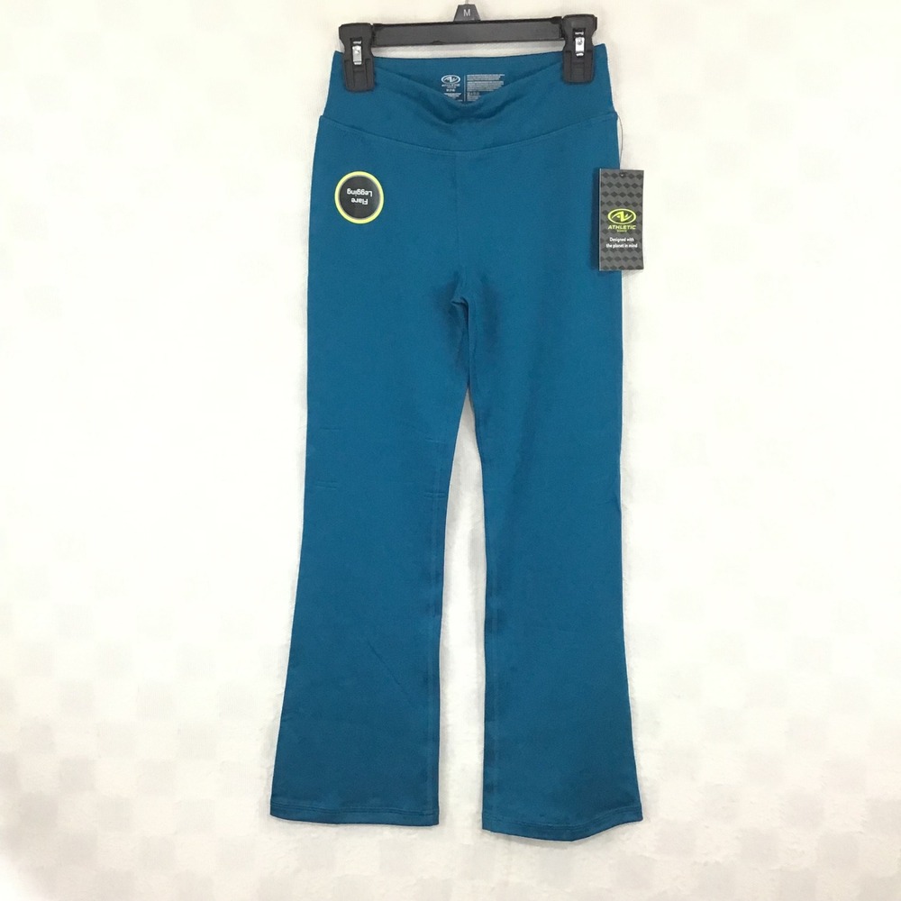 Athletic Works Girls Flare Leggings Teal Blue Size M 7-8 High Waist Yoga Pants